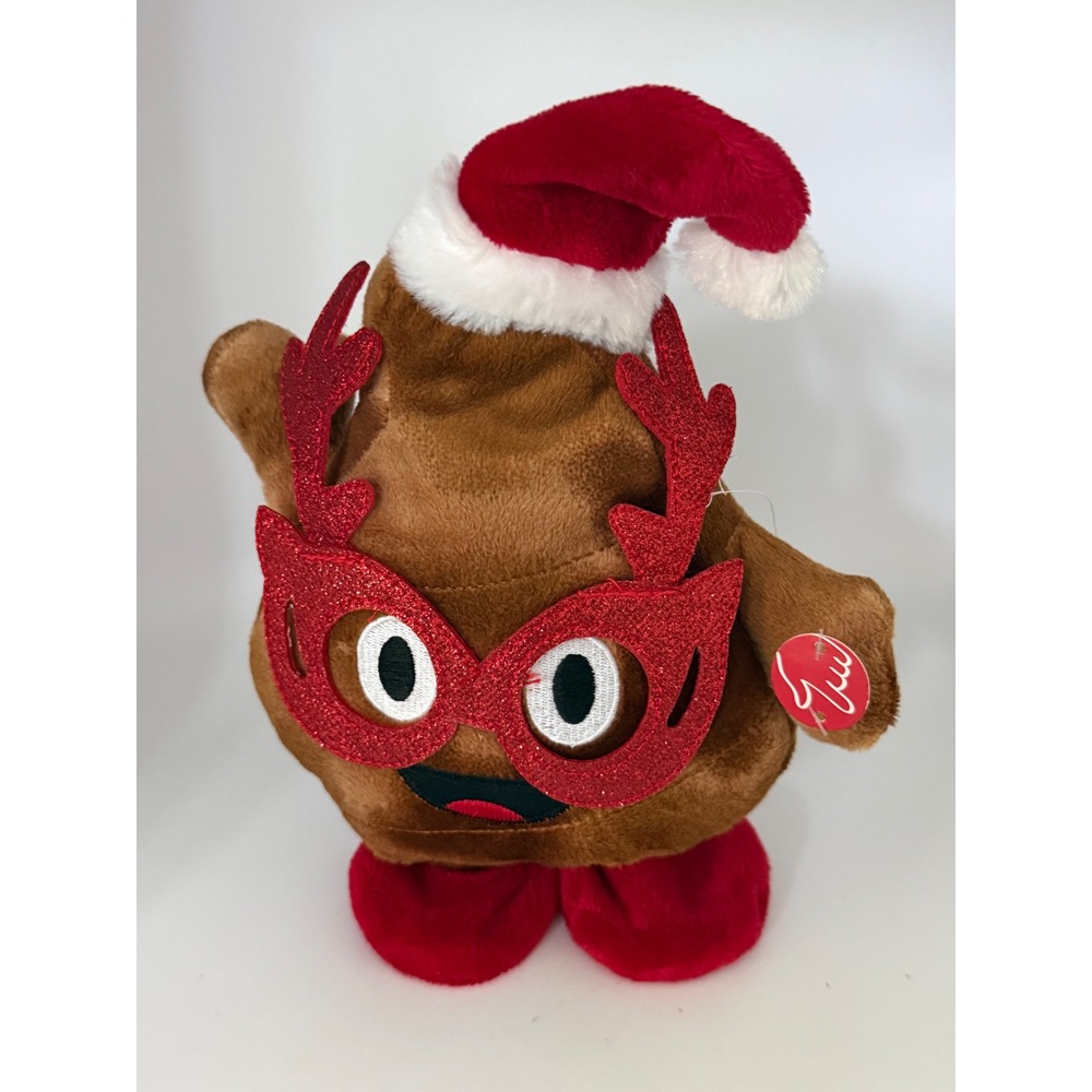 Dan Dee Christmas Emoji Plush Reindeer Glasses Santa Hat Brown Holiday Toy